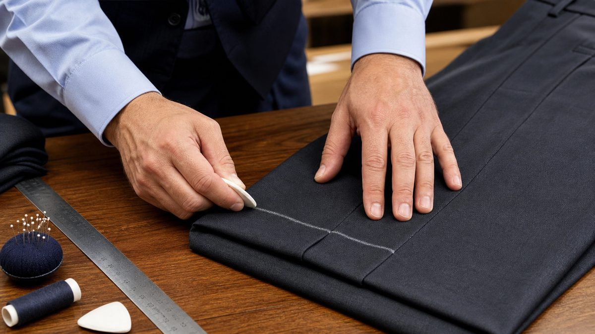 Suit pants hemming and tapering at True North Tailor